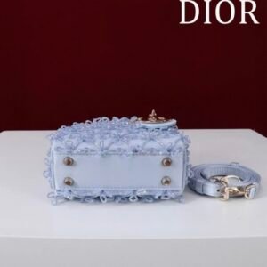 DIOR Lady Dior Mirco Ice Crystal Blue Embroidered Beaded  Bag