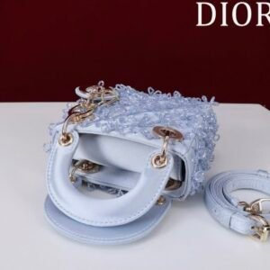 DIOR Lady Dior Mirco Ice Crystal Blue Embroidered Beaded  Bag