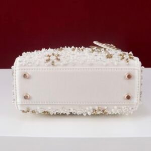 DIOR MINI Lady Embroidered Snowflake embroidery with beads in Calfskin