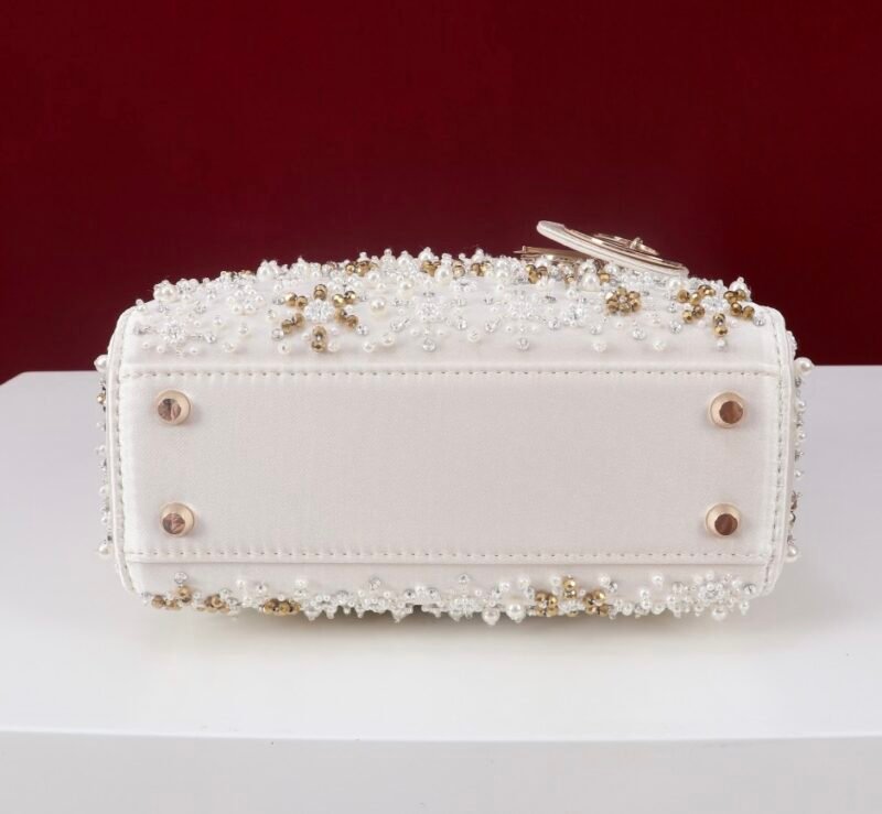 DIOR MINI Lady Embroidered Snowflake embroidery with beads in Calfskin