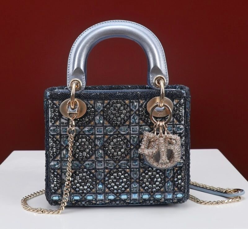 DIOR MINI Lady dior Embroidered Pearl Decoration, Calfskin and Satin