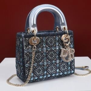 DIOR MINI Lady dior Embroidered Pearl Decoration, Calfskin and Satin