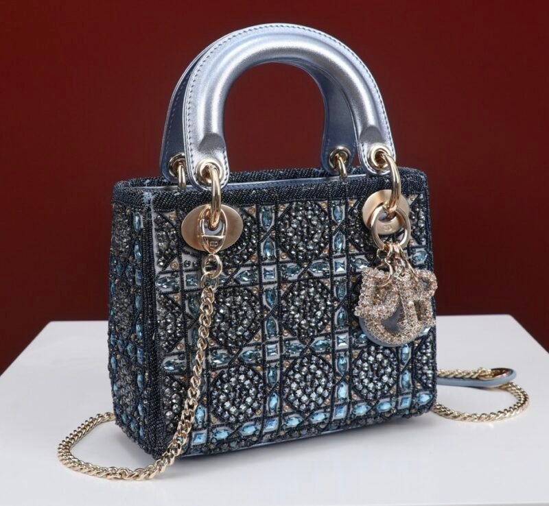 DIOR MINI Lady dior Embroidered Pearl Decoration, Calfskin and Satin