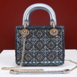 DIOR MINI Lady dior Embroidered Pearl Decoration, Calfskin and Satin