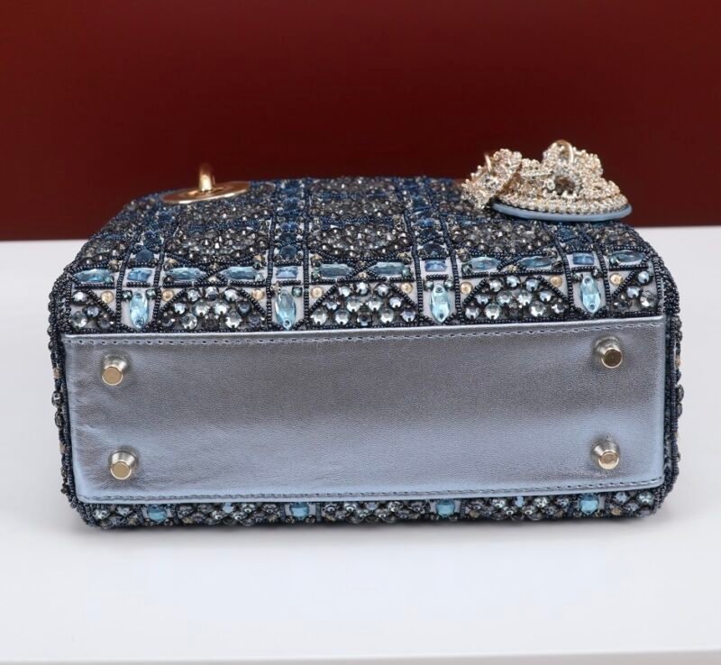 DIOR MINI Lady dior Embroidered Pearl Decoration, Calfskin and Satin