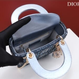 DIOR MINI Lady dior Embroidered Pearl Decoration, Calfskin and Satin