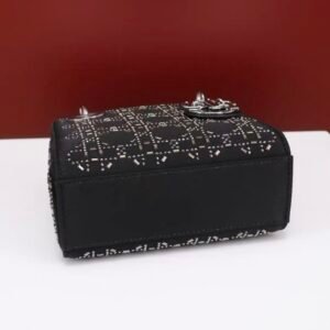 DIOR Mini Lady Dior Bag Black Strass Cannage Satin