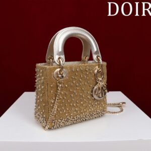 DIOR MINI Lady dior Embroidered Pearl Decoration, Calfskin and Satin