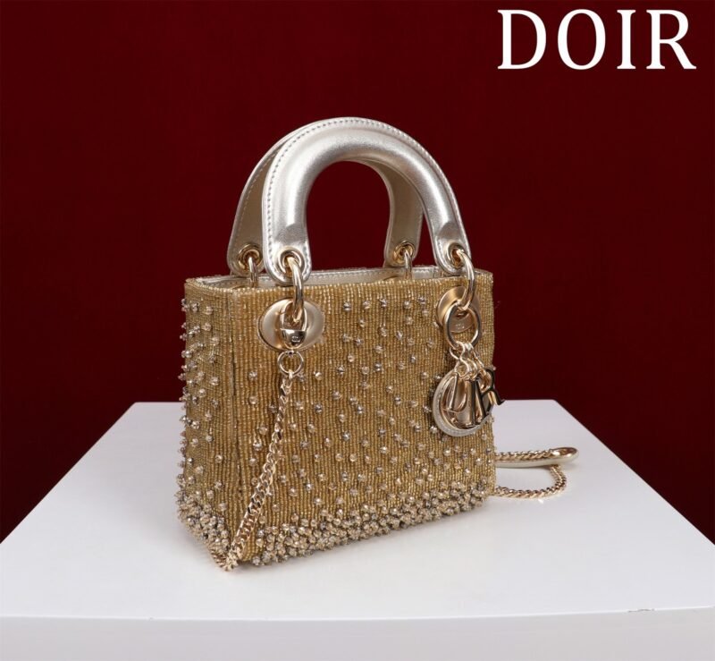 DIOR MINI Lady dior Embroidered Pearl Decoration, Calfskin and Satin