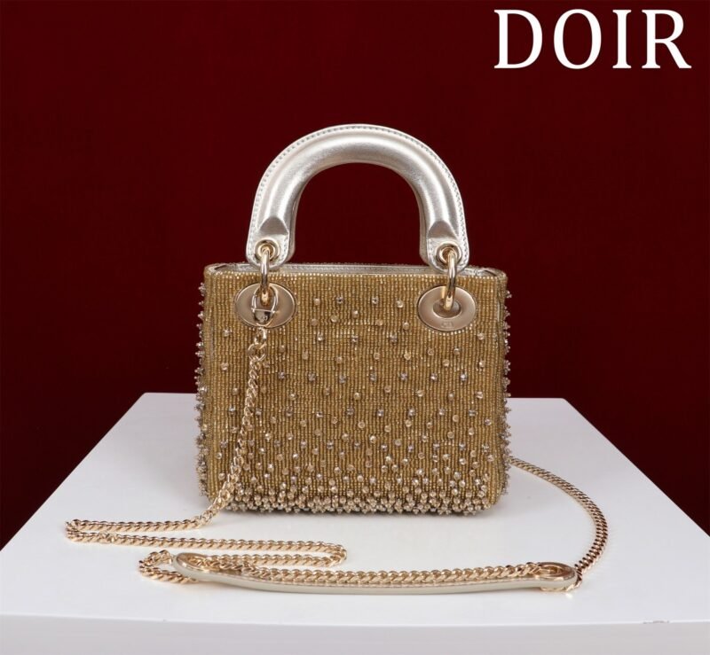 DIOR MINI Lady dior Embroidered Pearl Decoration, Calfskin and Satin