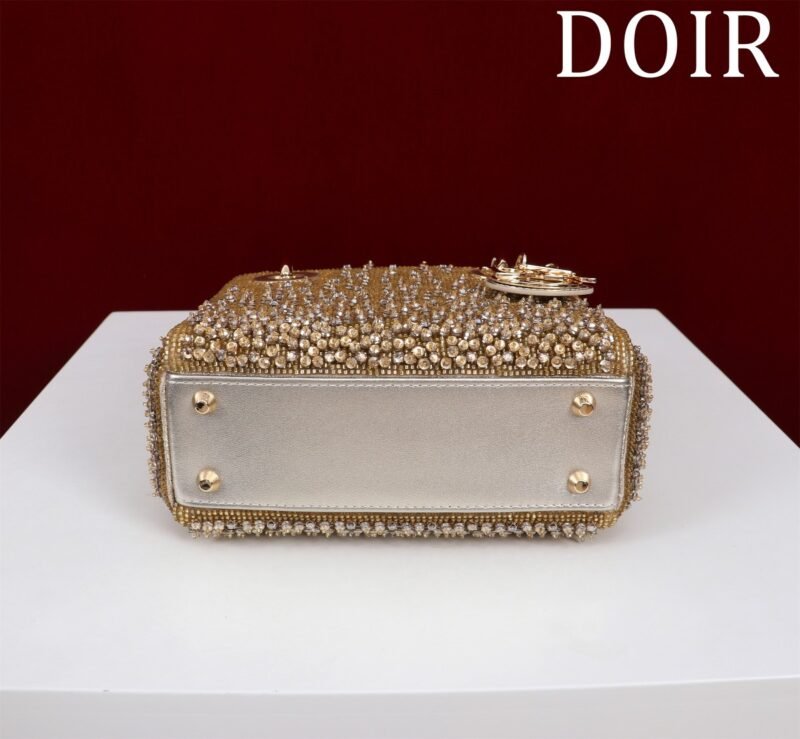 DIOR MINI Lady dior Embroidered Pearl Decoration, Calfskin and Satin
