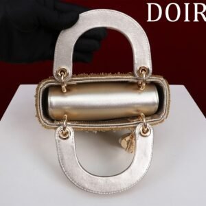 DIOR MINI Lady dior Embroidered Pearl Decoration, Calfskin and Satin