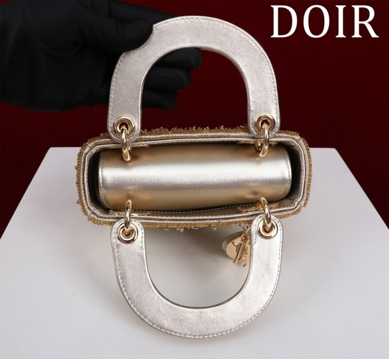 DIOR MINI Lady dior Embroidered Pearl Decoration, Calfskin and Satin