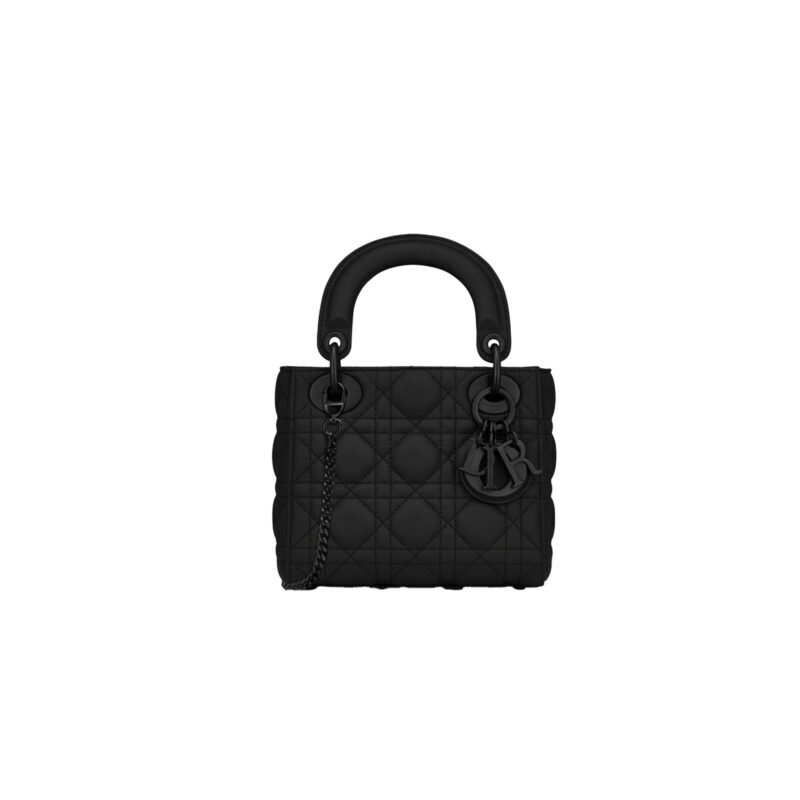 DIOR Small Lady dior Ultramatte Black Cannage Calfskin