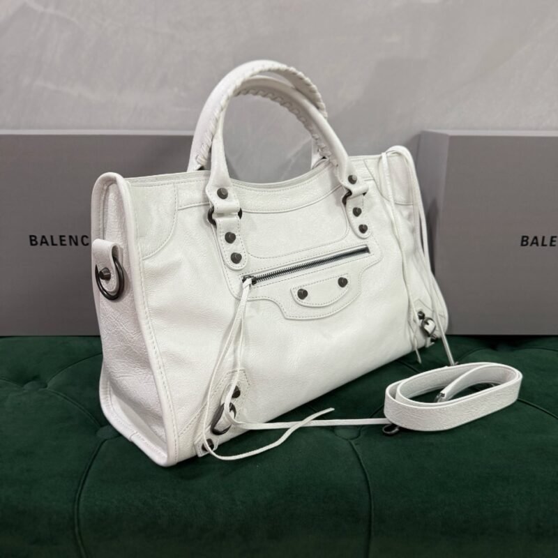 Balenciag Women’s Le City Bag in Optic White-38*24*14CM