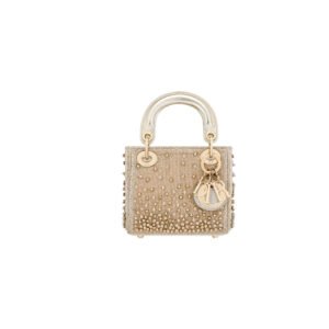 DIOR MINI Lady dior Embroidered Pearl Decoration, Calfskin and Satin