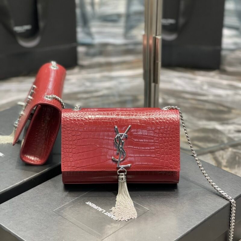 YSL Kate Medium With Tassle In Crocodile Leather-20×13.5×5.5cCM