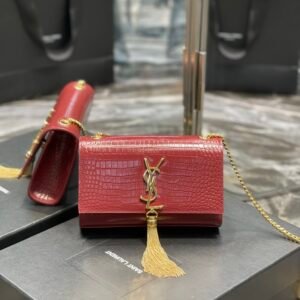 YSL Kate Medium With Tassle In Crocodile Leather-20×13.5×5.5cCM