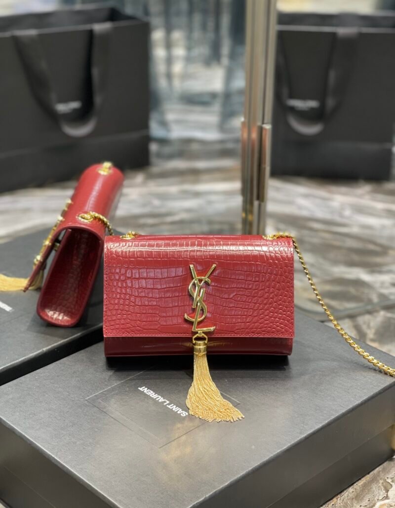 YSL Kate Medium With Tassle In Crocodile Leather-20×13.5×5.5cCM