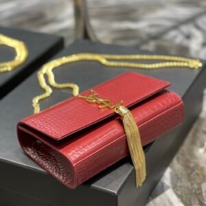 YSL Kate Medium With Tassle In Crocodile Leather-20×13.5×5.5cCM