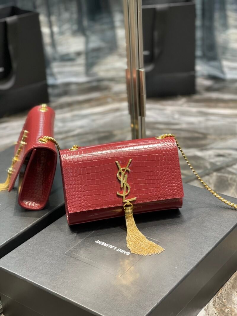 YSL Kate Medium With Tassle In Crocodile Leather-20×13.5×5.5cCM