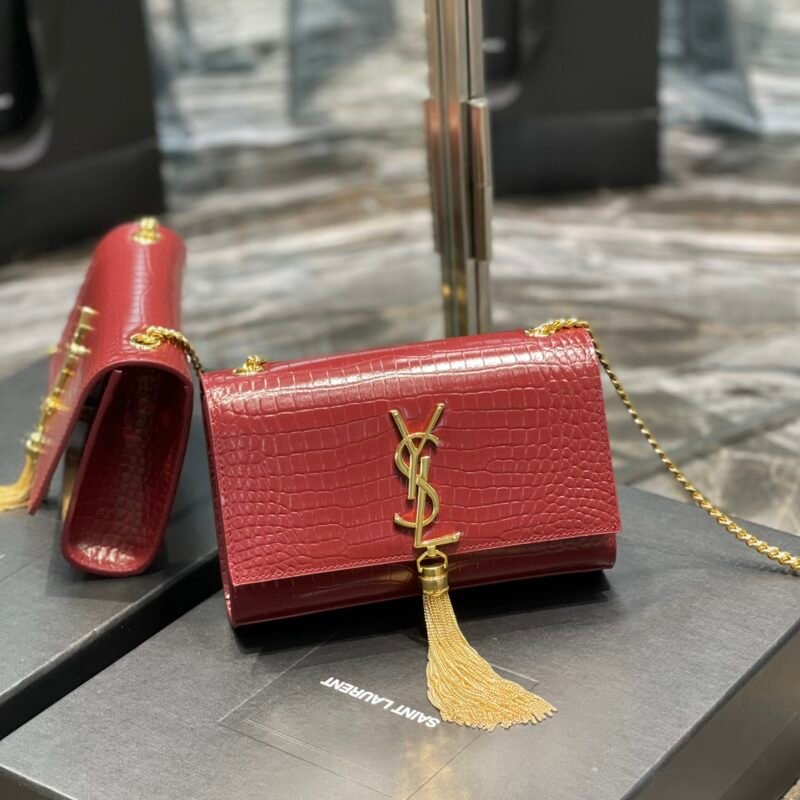 YSL Kate Medium With Tassle In Crocodile Leather-20×13.5×5.5cCM